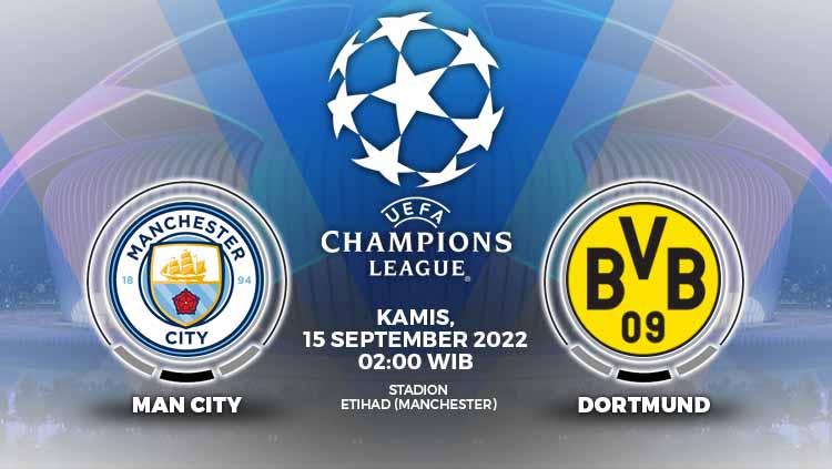 Berikut ini adalah link live streaming babak grup Liga Champions yang mempertemukan Manchester City vs Borussia Dortmund, Kamis (15/09/22), pukul 02.00 WIB. - INDOSPORT