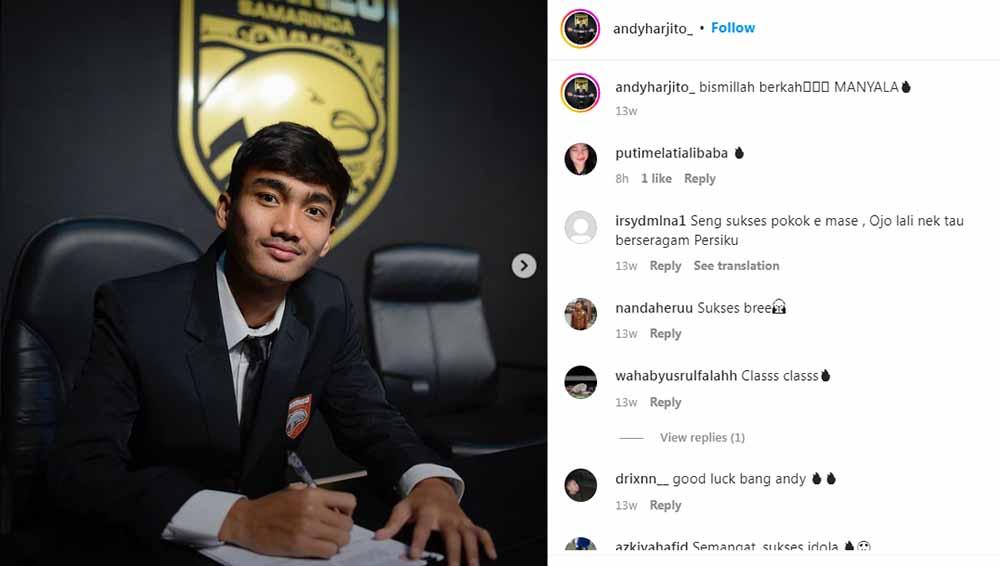 Pemain muda Borneo FC, Andy Harjito jadi pahlawan ketika pertandingan Liga 1 pekan ke-10 kontra Bhayangkara FC. Foto: Instagram@andyharjito_