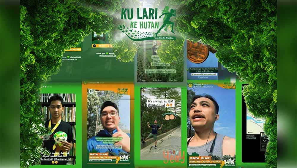Sebanyak 300 pelari berhasil menyelesaikan tantangan Ku Lari Ku Hutan Virtual Run 2022. Foto: Ku Lari Ku Hutan - INDOSPORT