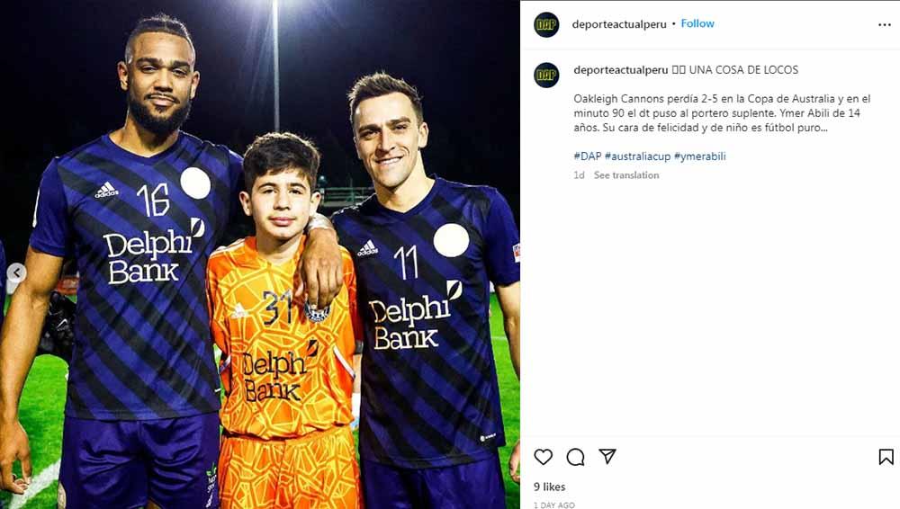 Ymer Abili, kiper Oakleigh Cannons berusia 14 tahun yang jalani debut di Piala Australia. Foto: Instagram@#ymerabili