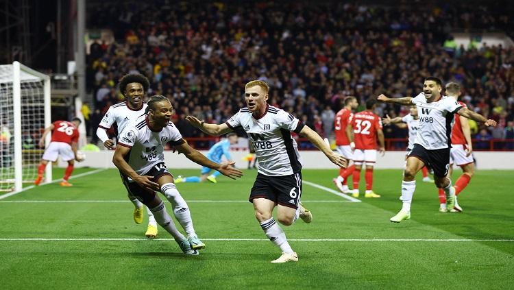 Pemain Fulham, Harrison Reed merayakan gol ke gawang Nottingham Forest di pekan kedelapan Liga Inggris 2022/23 REUTERS/David Klein - INDOSPORT