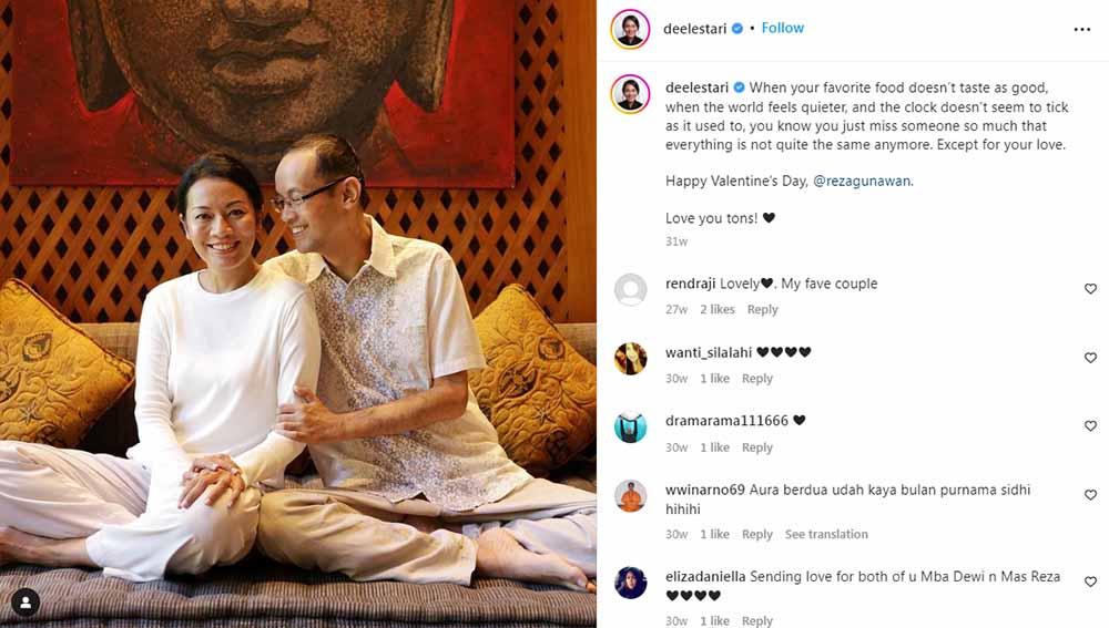 Penyanyi sekaligus penulis ternama, Dee Lestari, mengaku masih enggan jalani olahraga taichi dan renang lantaran belum bisa melupakan mendiang suami, Reza Gunawan. Foto: Instastory@deelestari