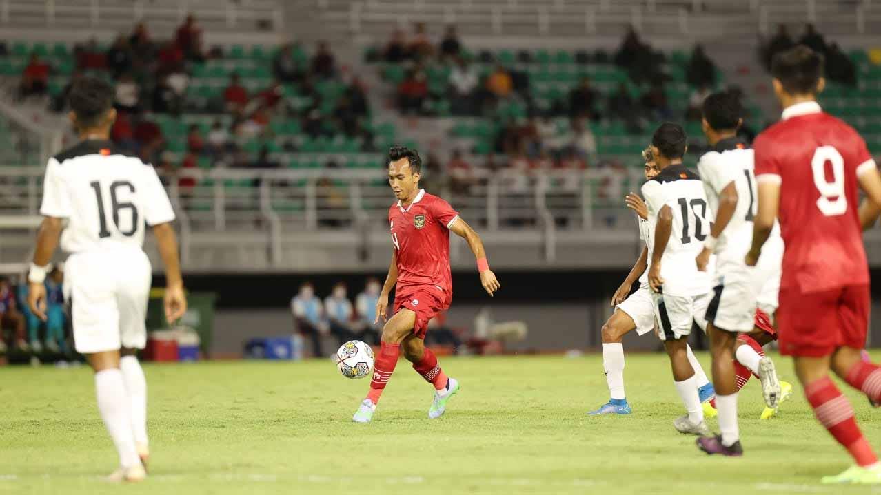 Robi Darwis, saat laga Timnas Indonesia U-20 vs Timor Leste di Kualifikasi Piala Asia U-20 di Stadion GBT. Foto: PSSI