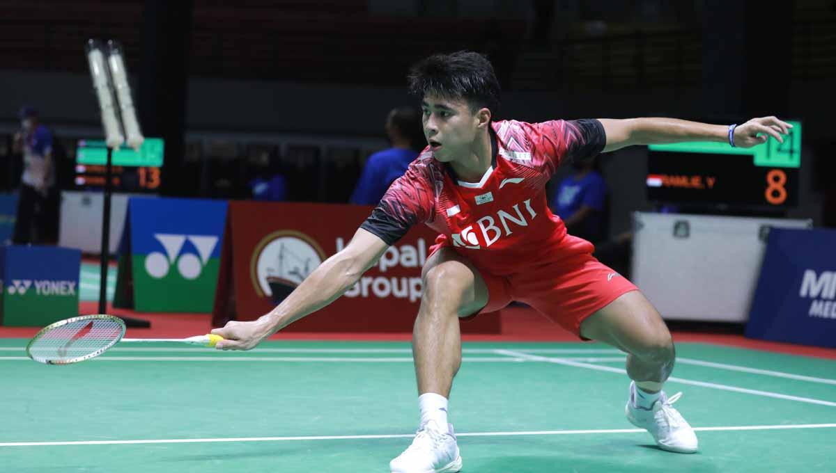Hasil Indonesia Masters 2023 antara Ikhsan Leonardo Imanuel Rumbay vs Sai Praneeth B di babak kualifikasi pada Selasa (24/01/23). Foto: PBSI