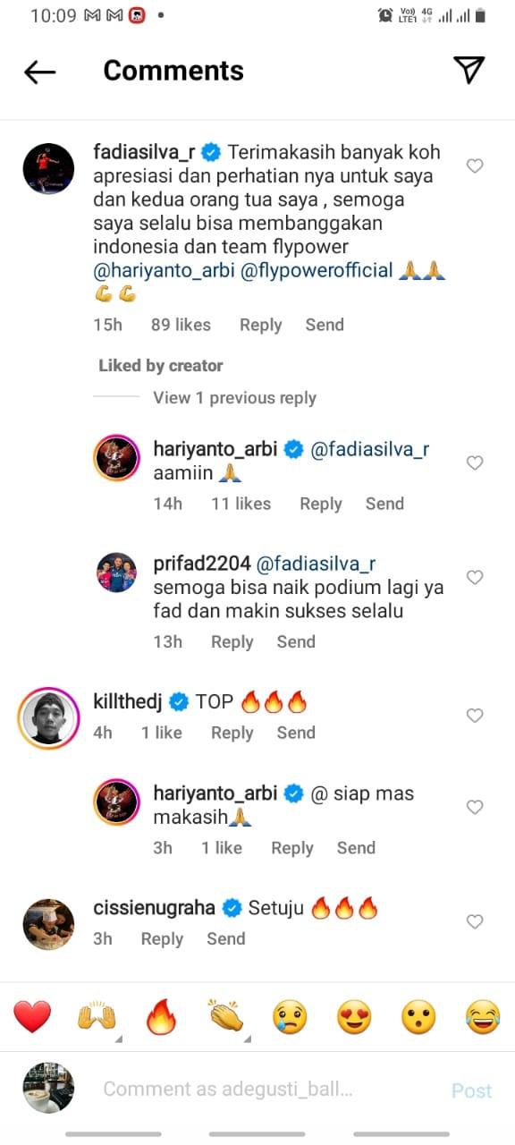 Siti Fadia Silva Ramadhanti berterima kasih atas wejangan Hariyanto Arbi Copyright: Instagram/Hariyanto Arbi