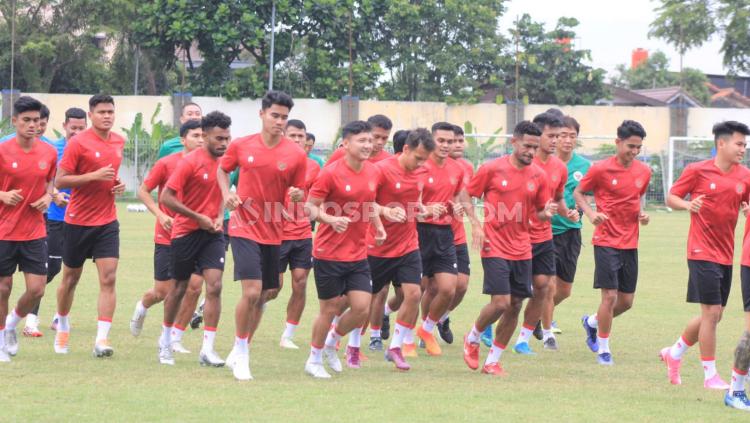 Latihan Timnas Indonesia sebagai persiapan FIFA Matchday menghadapi Curacao di Stadion Sidolig, Bandung, Kamis (22/09/22).