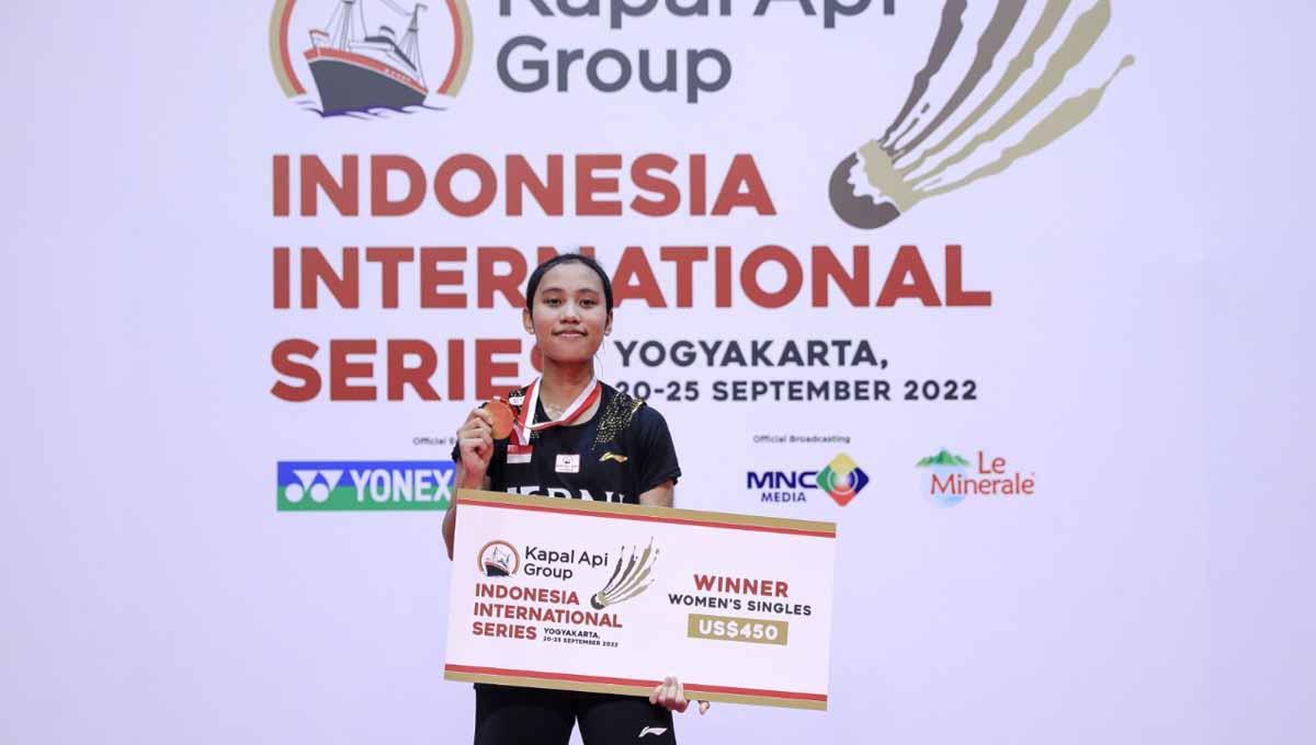 Tunggal putri Indonesia Mutiara Ayu Puspitasari di turnamen Kapal Api Indonesia International Series 2022. Foto: PBSI - INDOSPORT