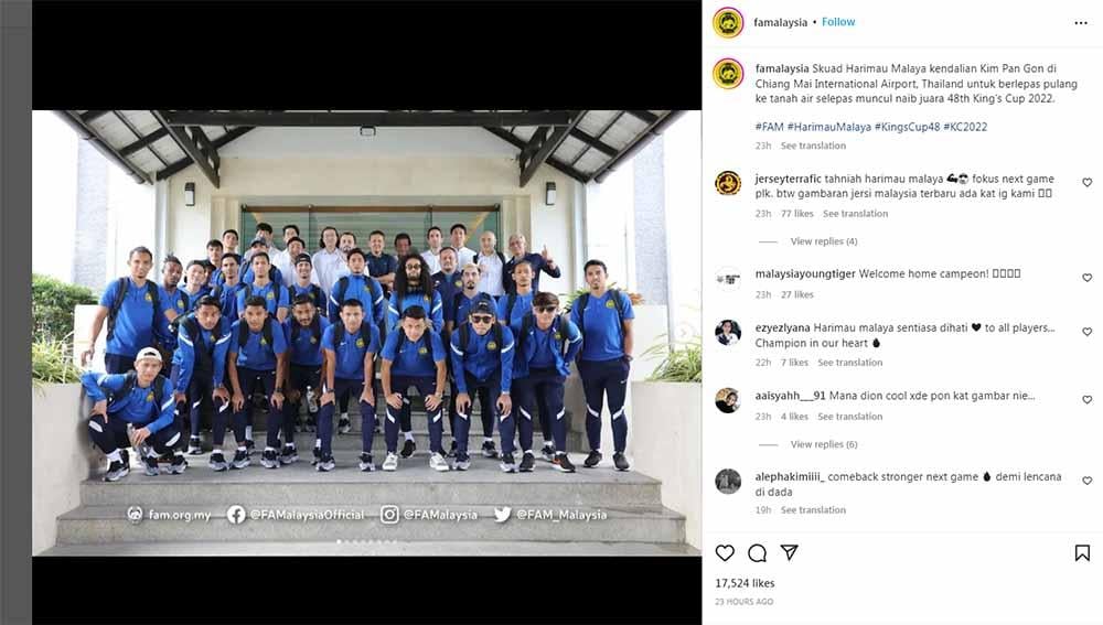 Pelatih Timnas Malaysia, Kim Pan-gon, mengungkapkan jika dirinya tidak terima atas raihan timnya di ranking FIFA saat ini. Foto: Instagram@famalaysia - INDOSPORT