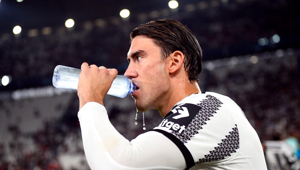 Dusan Vlahovic saat laga Liga Champions Juventus vs Benfica