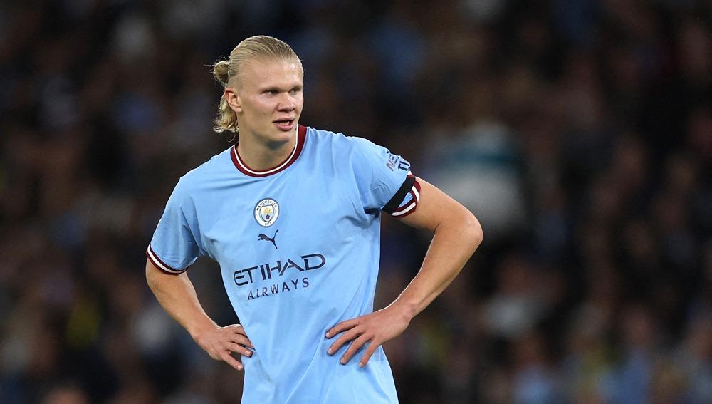 Erling Haaland saat laga Liga Champions Manchester City vs Borussia Dortmund