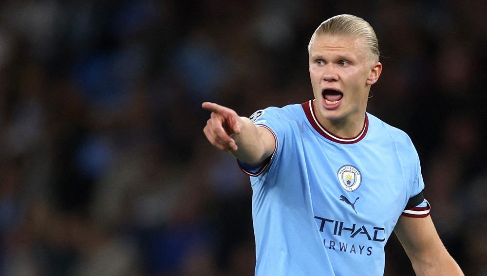 Bomber The Citizens, Erling Haaland, bersuara ketika diganti oleh Pep Guardioladalam pertandingan Liga Champions (UEFA Champions League) antara Man City vs Leipzig. - INDOSPORT