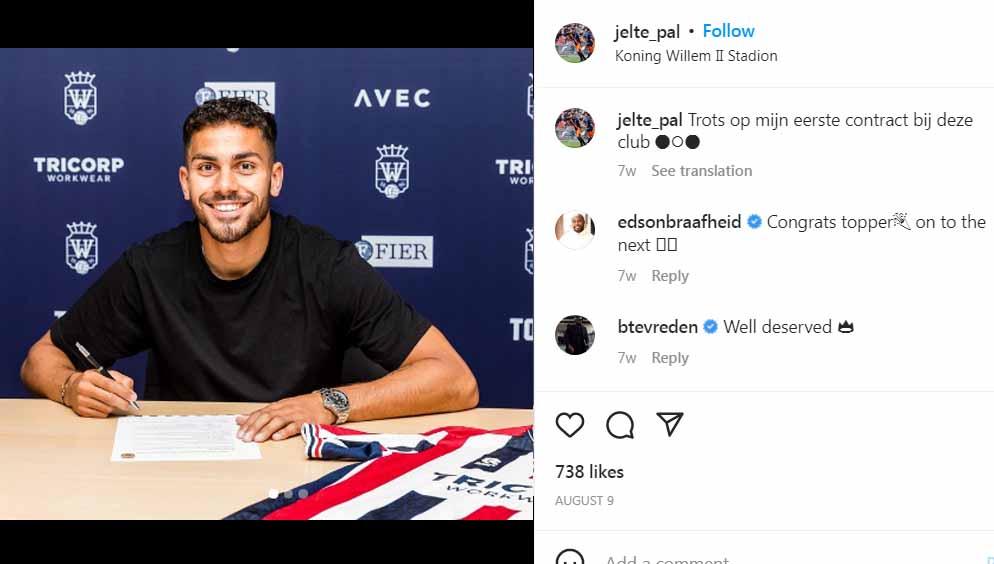 Timnas Indonesia punya satu nama lagi untuk dijadikan pemain naturalisasi, Jelte Pal, yang merupakan pemain binaan agensi Sergio van Dijk di Belanda. Foto: Instagram@jelte_pal