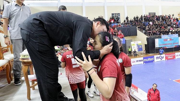 Tim bola voli putri Badan Intelijen Negara (BIN) berhasil menjadi juara Liga Voli Indonesia (Livoli) Divisi I di GOR Debes, Kabupaten Tabanan, Bali. - INDOSPORT