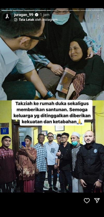 Gilang Widya melakukan Takziah ke rumah korban tragedi Kanjuruhan. (Foto: IG Story @juragan_99) Copyright: Instagram @juragan_99