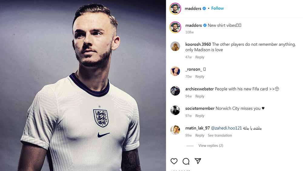 2 Alasan Mengapa James Maddison Wajib Bela Inggris di Piala Dunia 2022 (Foto: Instagram@madders) - INDOSPORT