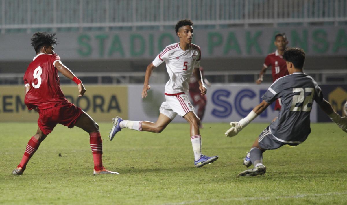 Pertandingan Kualifikasi Piala Asia U-17 antara Timnas Indonesia vs UEA di Stadion Pakansari, Rabu (05/10/22).