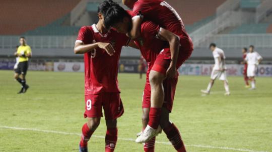 Pertandingan Kualifikasi Piala Asia U-17 antara Timnas Indonesia vs UEA di Stadion Pakansari, Rabu (05/10/22).