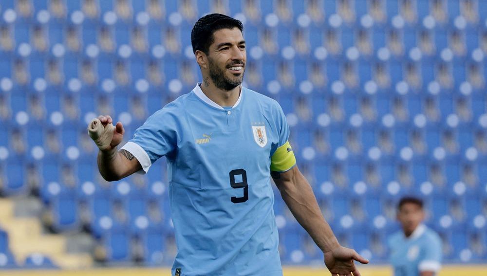 Pemain Nacional, Luis Suarez saat laga persahabatan antara Iran vs Uruguay