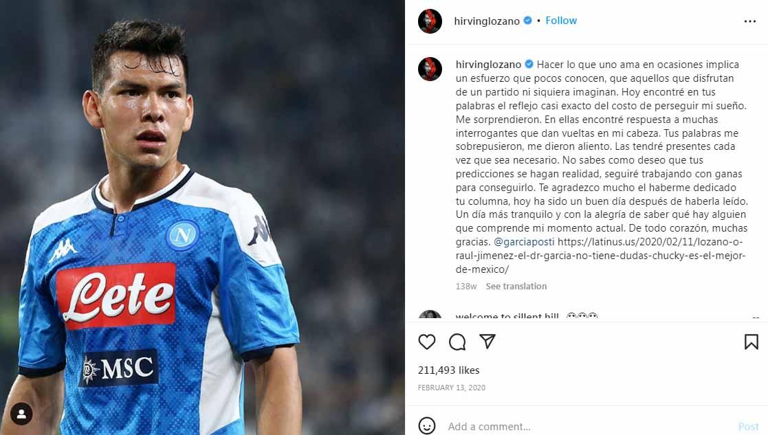 Membedah kualitas winger Napoli, Hirving Lozano, yang âfixâ berlabuh ke klub Liga Inggris (Premier League), Manchester United pada bursa transfer.