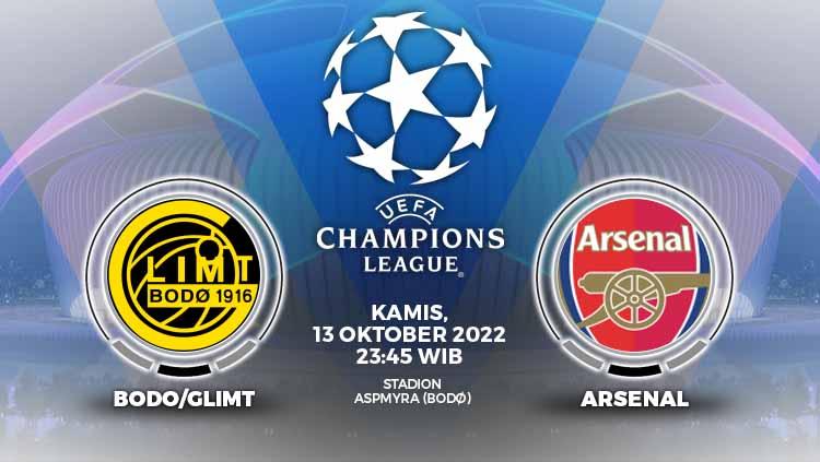 Prediksi Liga Europa 2022-2023 matchday ke-4 antara Bogo/Glimt vs Arsenal yang akan berlangsung di Apsmyra Stadium, Kamis (13/10/22) malam WIB.