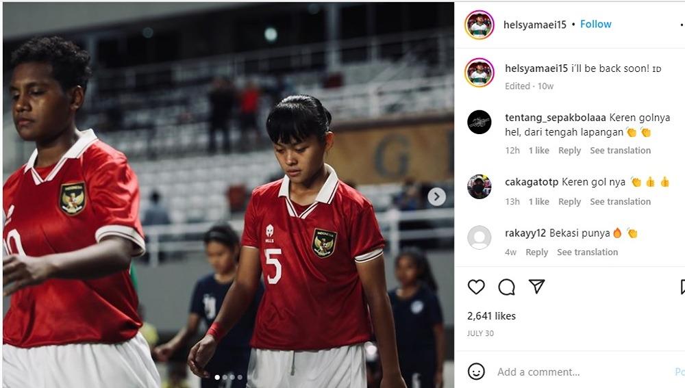 Aksi Timnas Indonesia Putri, Helsya Maeisyaroh saat laga FIFA Matchday