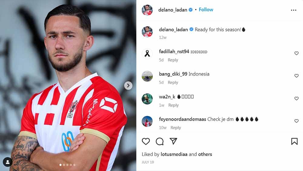 Delano Ladan adalah pemain berdarah Indonesia yang bermain di kasta kedua Belanda dan masih membuka pintu untuk panggilan dari timnas Indonesia. (Foto: Instagram@delano_ladan)