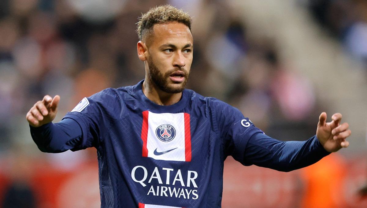 Neymar saat laga Ligue 1 Prancis antara Reims v Paris Saint-Germain