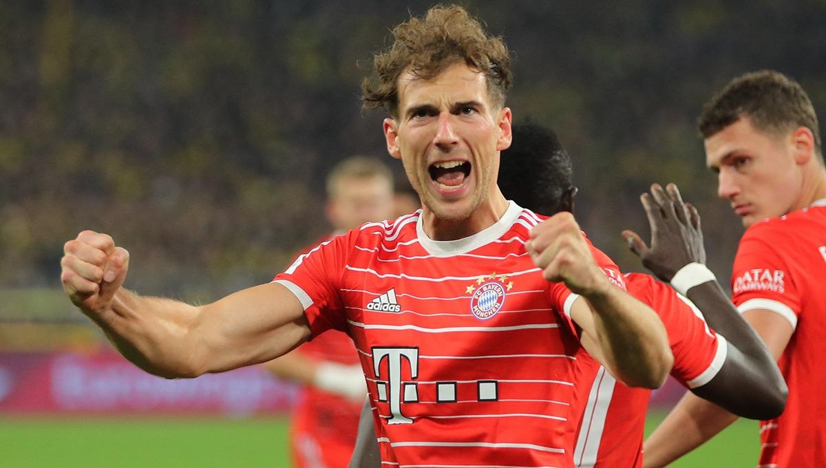 Selebrasi Leon Goretzka saat laga Bundesliga Jerman antara Borussia Dortmund vs Bayern Munchen