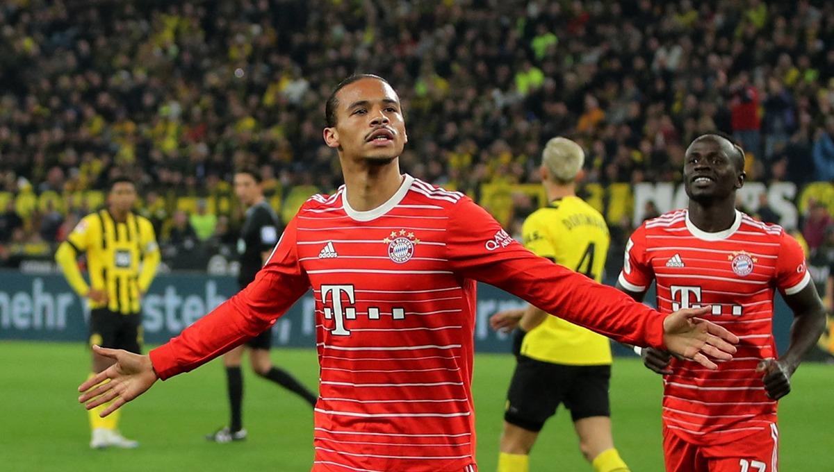 Selebrasi Leroy Sane saat laga Bundesliga Jerman antara Borussia Dortmund vs Bayern Munchen