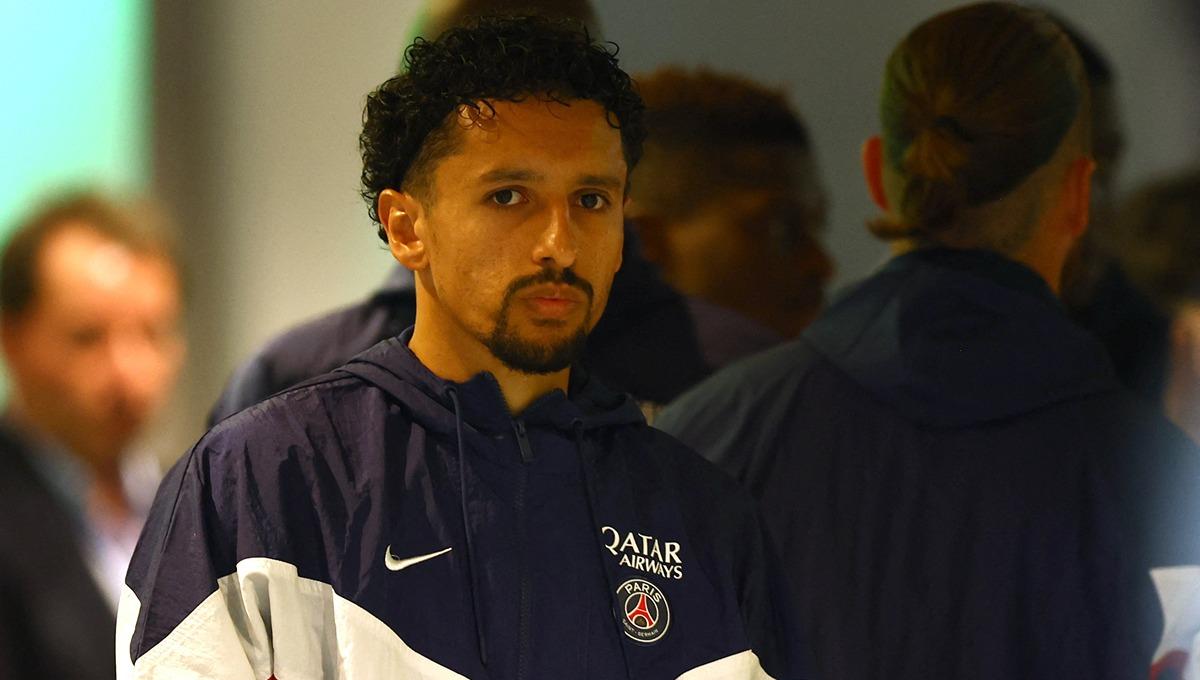 Marquinhos saat laga Liga Champions antara Maccabi Haifa vs Paris Saint-Germain