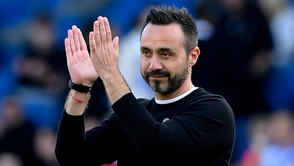 Roberto De Zerbi saat laga Liga Inggris antara Brighton & Hove Albion vs Tottenham Hotspur