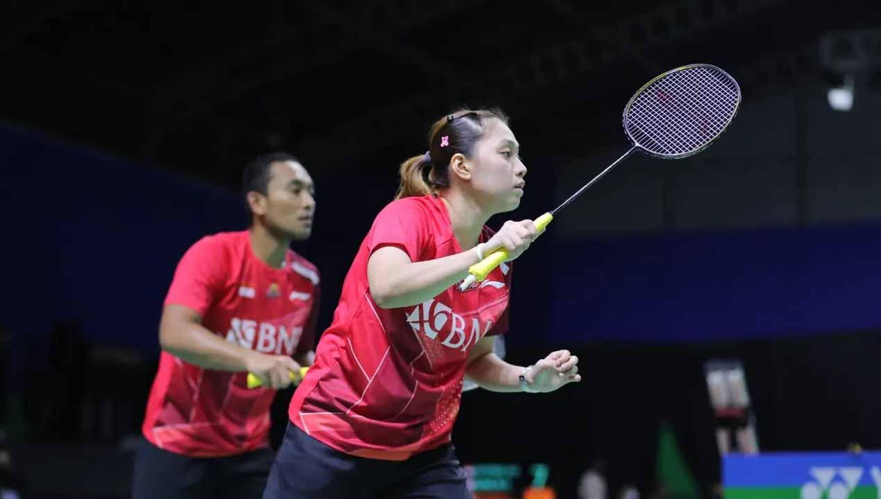 Pasangan ganda campuran Indonesia, Ghana Muhammad Al Ilham/Indah Cahya Sari Jamil di Indonesia International Challenge 2022. (Foto: Humas PP PBSI)