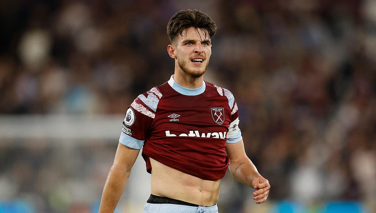 Declan Rice saat laga Liga Inggris antara West Ham United vs Wolverhampton Wanderers