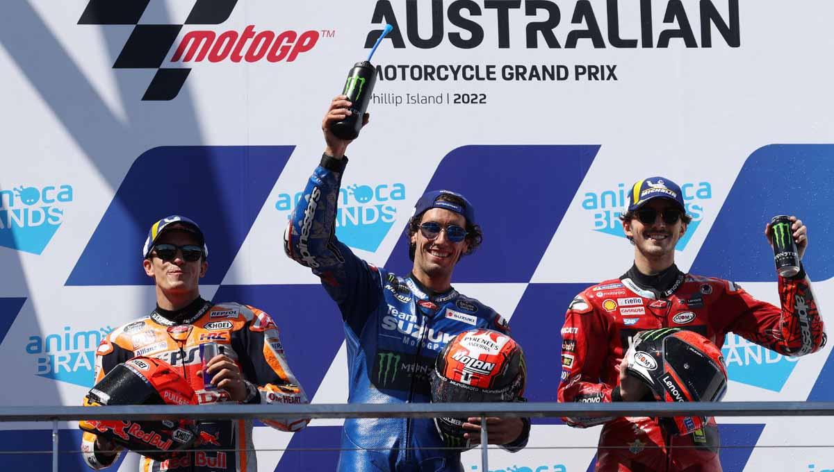 Pembalap Suzuki Ecstar Alex Rins juara di MotoGP Australia 2022. (Foto: REUTERS/Loren Elliott)