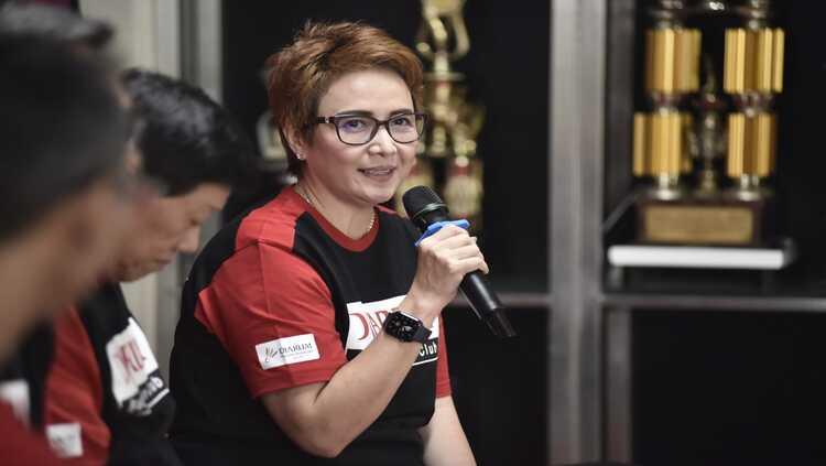 Yuni Kartika dalam konferensi pers Audisi Umum PB Djarum 2022