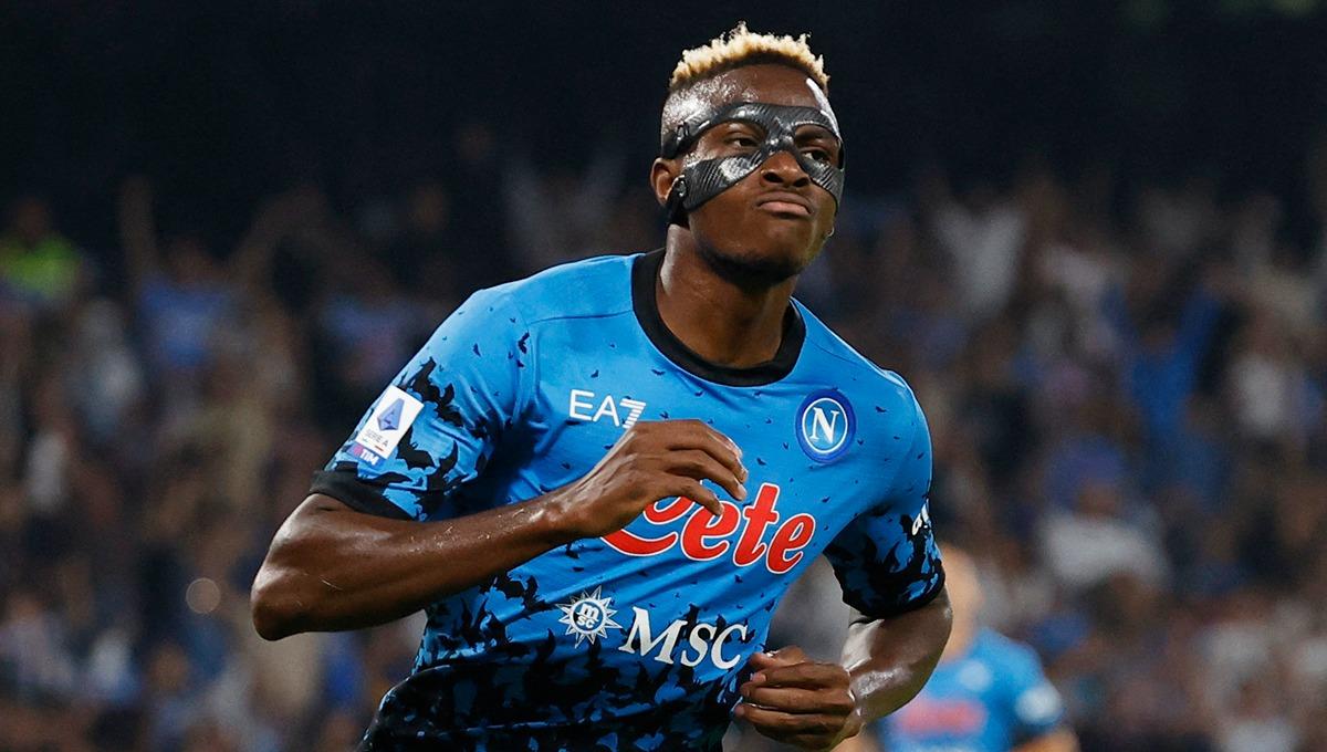 Selebrasi Victor Osimhen saat laga Liga Italia antara Napoli vs Bologna