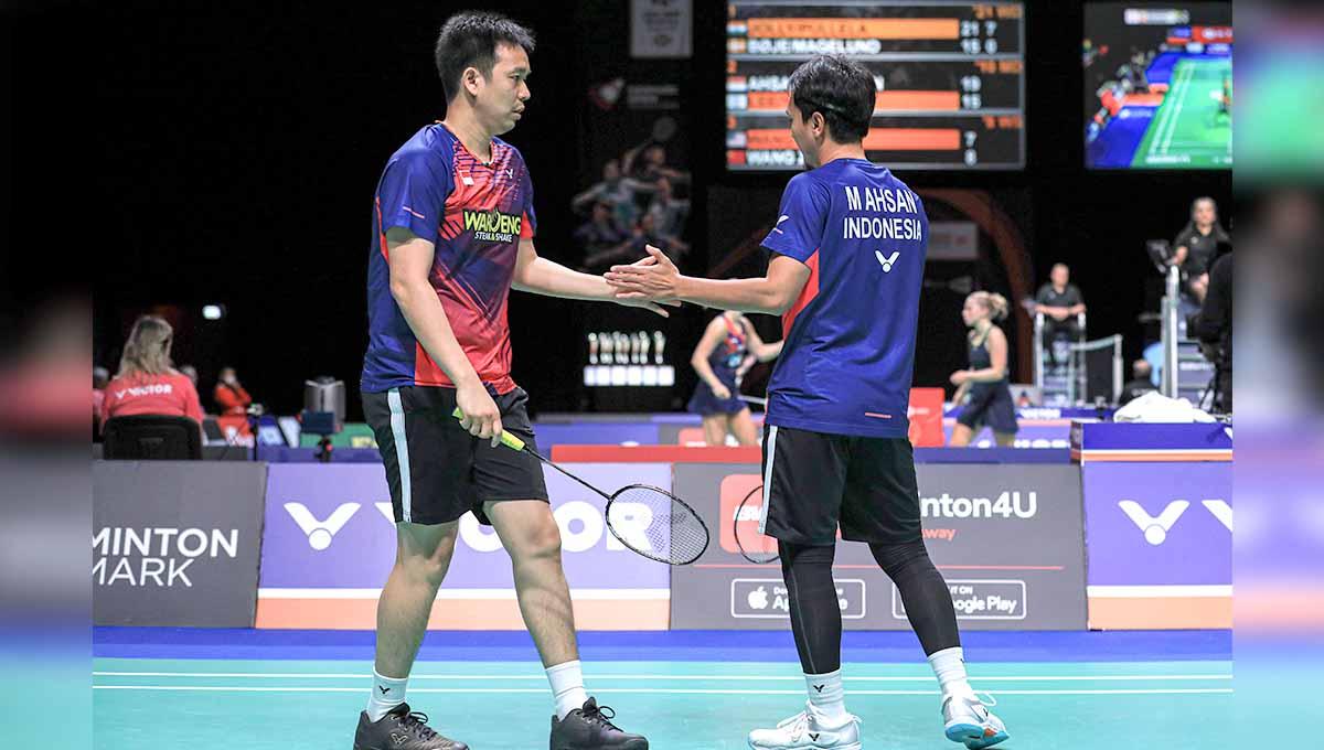 Hasil babak 32 besar French Open 2022 antara ganda putra Indonesia Mohammad Ahsan/Hendra Setiawan melawan wakil Chinese Taipei, Lee Jhe-Huei/Yang Po-Hsuan. (Foto: PBSI)