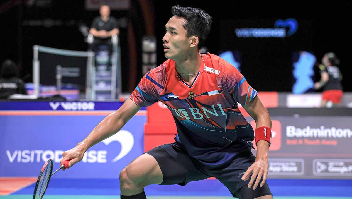 Tunggal putra Indonesia Jonatan Christie di Denmark Open 2022. Foto: PBSI - INDOSPORT