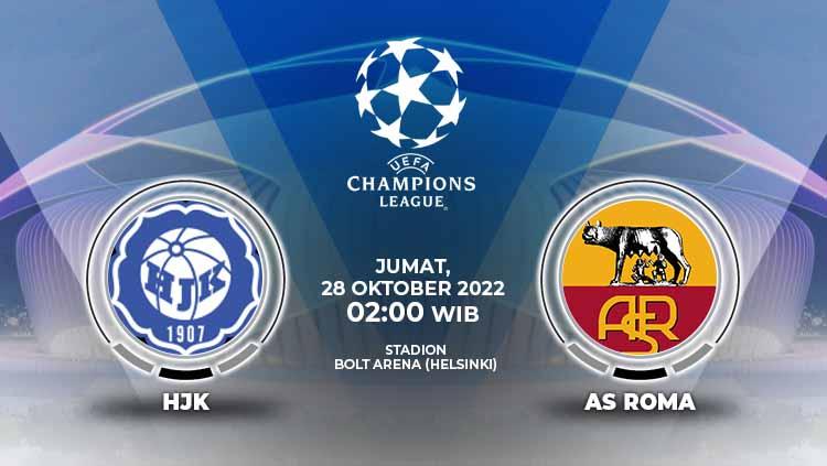 Prediksi pertandingan antara HJK vs AS Roma (Liga Champions).