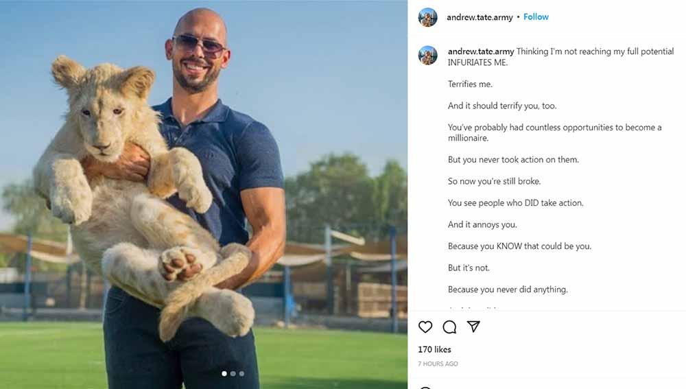 Andrew Tate mantan petarung MMA. (Foto: Instagram@andrew.tate.army)