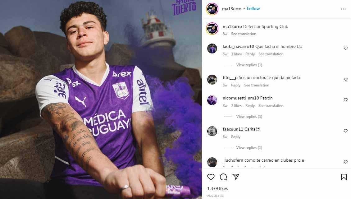 Alan Matturro, bek klub Defensor yang jadi target Inter. (Foto: Instagram@ma13urro)