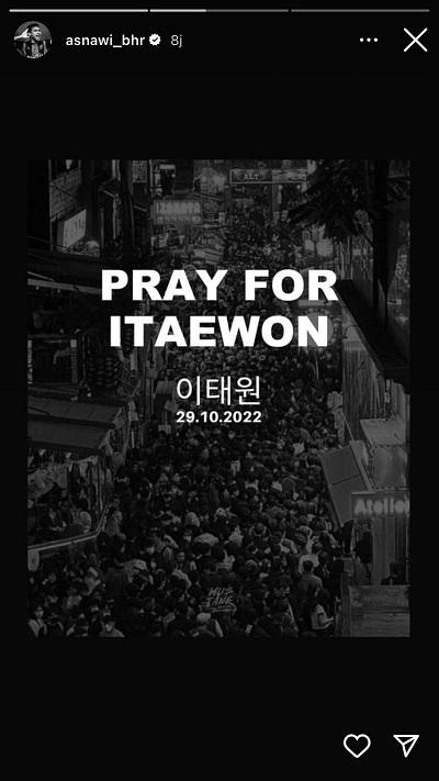 Asnawi berduka cita atas Tragedi Itaewon Copyright: instastory @asnawi_bhr