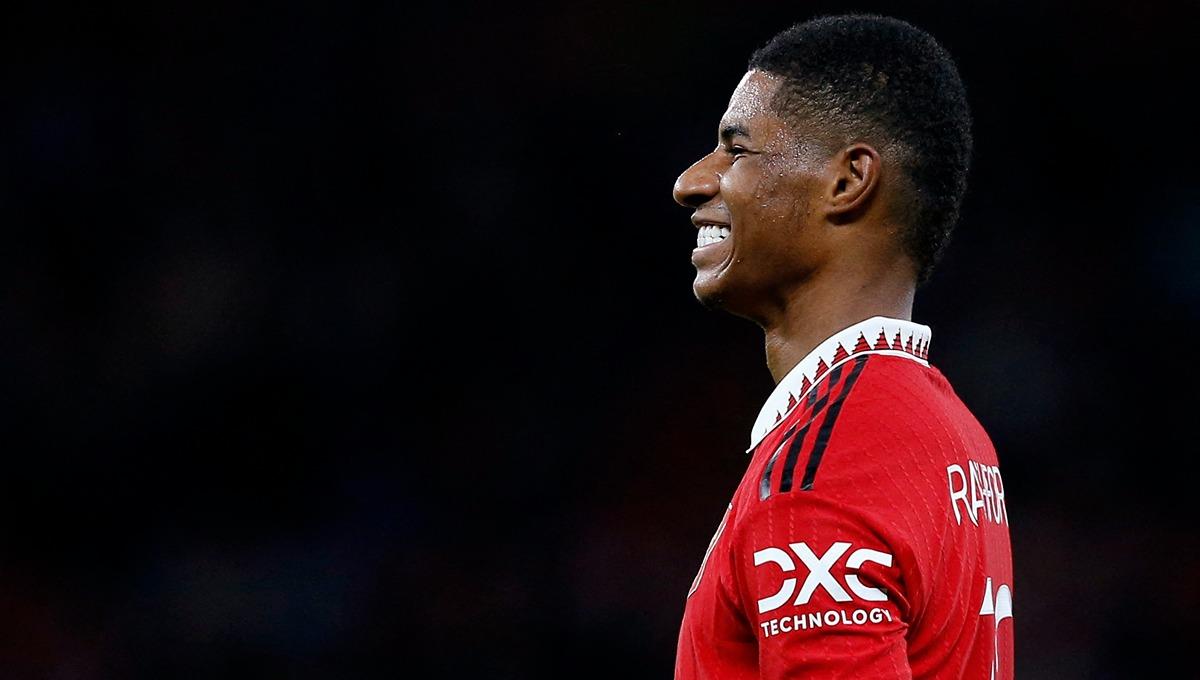 Daftar top skorer sementara Liga Inggris 2022/23 masih dipimpin oleh Erling Haaland, tetapi ada persaingan dari Marcus Rashford dan Mitrovic. Foto: REUTERS/Craig Brough
