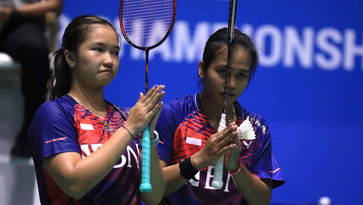 Pasangan ganda putri Indonesia, Rachel Allessya Rose/Meilysa Trias Puspitasari meraih medali perak di Kejuaraan Dunia Junior 2022. (Foto: PBSI) - INDOSPORT