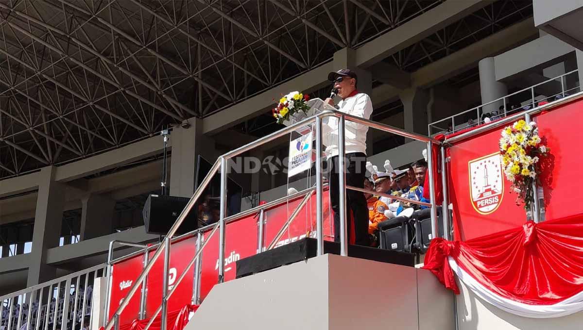 Menpora RI, Zainudin Amali saat pidato sambutan di Stadion Manahan Solo, Senin (31/10/22). (Foto: Nofik Lukman Hakim/INDOSPORT)