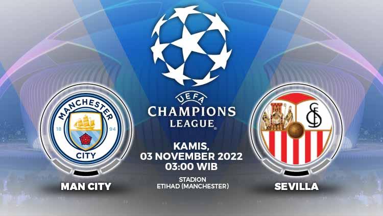 Berikut prediksi Liga Champions 2022/23 antara Manchester City vs Sevilla pada Kamis (3/11/22) pukul 03:00 WIB. - INDOSPORT