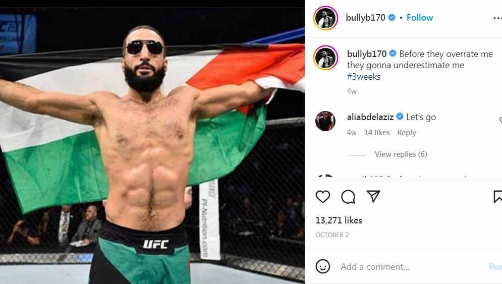 Murid Khabib Nurmagomedov, Belal Muhammad, berniat lakukan pertarungan cuan dengan melawan Conor McGregor atau Jorge Masvidal. (Foto: Instagram@bullyb17)