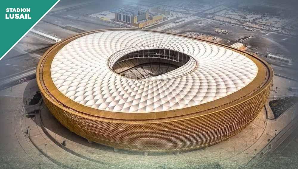 Berikut adalah profil salah satu stadion yang akan digunakan untuk menyelenggarakan Piala Dunia 2022, Lusail Iconic Stadium.(Foto: Instagram@lusailstadiumofficial) - INDOSPORT