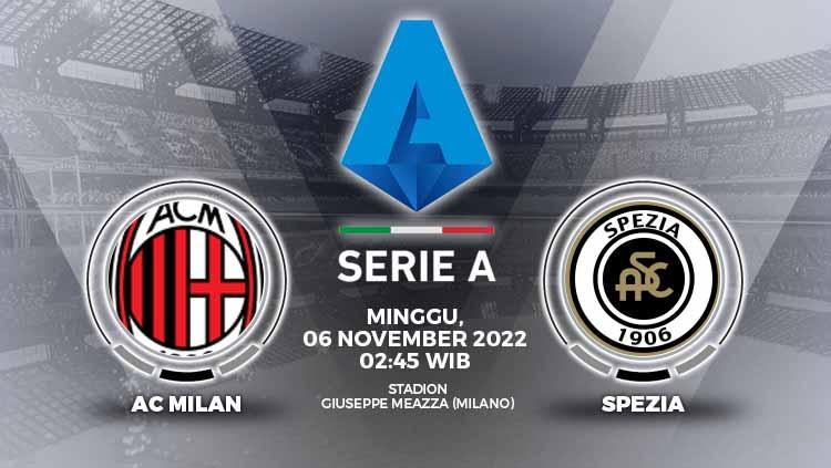 Prediksi Liga Itaia AC Milan vs Spezia pada Minggu (06/11/22) dini hari WIB, sang tuan rumah bertekad raih kemenangan agar bisa bangkit di kancah domestik. - INDOSPORT