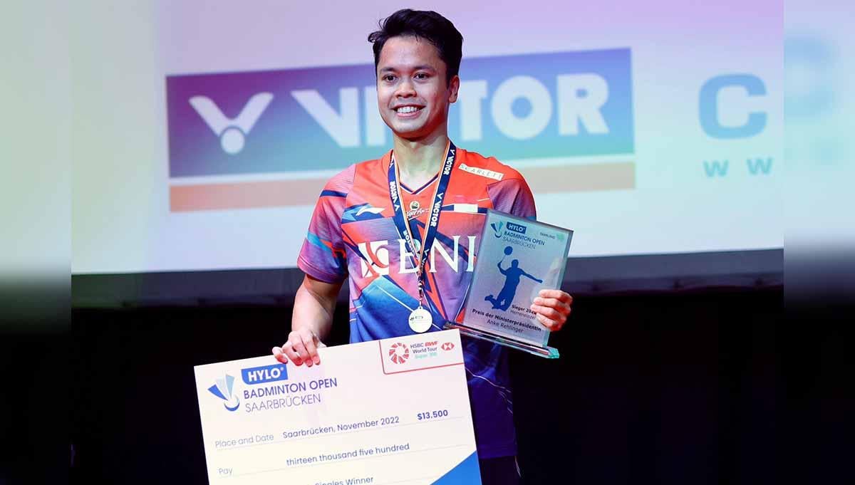 Tunggal putra Indonesia, Anthony Sinisuka Ginting diguyur bonus usai menjuarai Badminton Asia Championships (BAC) 2023. (Foto: PBSI) - INDOSPORT